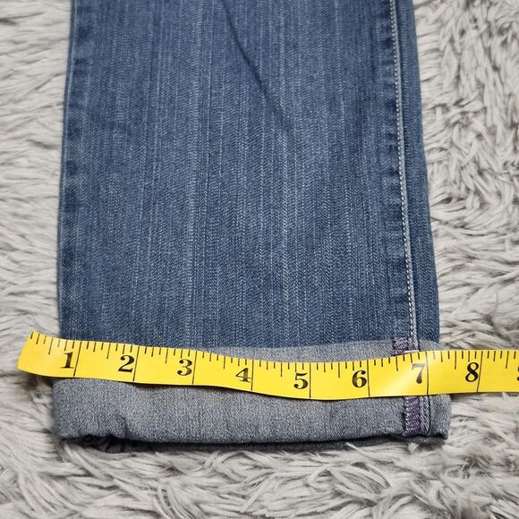 NYDJ Jeans Womens 8 Blue Ankle Crop Cuffed Straight Leg Lift Tuck Made in USA - Picture 8 of 14